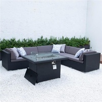 Conjunto de muebles de exterior para Patio y jardín, mesa de mimbre moderna, sofá seccional impermeable