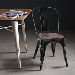 Silla comercial de metal, Sillón tapizado para cafetería, nogal, mediados de siglo - Product Image 3