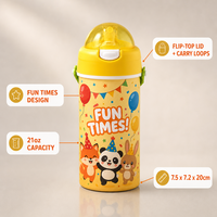 Bouteille d'eau sport pour enfants personnalisable, écologique, sans BPA, sans danger pour les aliments, avec paille et couvercle