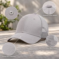 Casquette Trucker Structurée à 6 Panneaux Unisexe, Visière Pré-courbée, Fermeture Snapback en Toile, Vierge Personnalisable, Respirante, pour la Pêche et les Sports de Plein Air