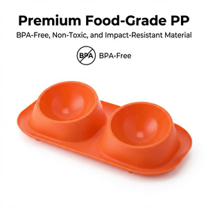 Gamelle double économique pour chats et chiens, en plastique PP écologique, légère, antidérapante, pour l'alimentation - Product Image 5