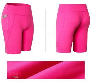 Wholesale High Stretch Women's Yoga Shorts Quick-Drying High Waisted Fitness Sports Running Sweat Skinny <b>Leggings</b> <b>With</b> <b>Pockets</b> - Product Image 2