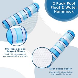 Lot de 2 flotteurs gonflables 4-en-1 en PVC épais multi-usages pour piscine, <span class=keywords><strong>hamac</strong></span> d'eau pour adultes, radeaux de transat. - Product Image 4
