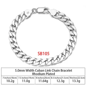 Silver 925 Necklace Men RINNTIN SC36 925 Sterling Silver Chains Hip Hop Jewelry 3.6/5/7mm Chunky Diamond-Cut Cuban Link Chain Necklace For Men Women