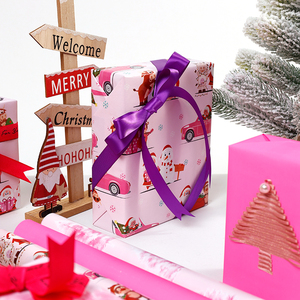 High Quality Wholesale 80g 43*300cm Christmas pink Packaging <b>Paper</b> Gift Wrapping <b>Paper</b> - Product Image 4