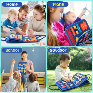 忙しいボード幼児本おもちゃ感覚フェルトブック教育活動学習ファインモータースキル旅行ポータブル - Product Image 5