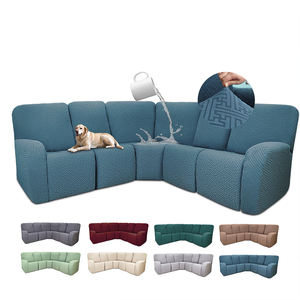 Funda de Sofá Seccional en Forma de L Jacquard Personalizable, Antideslizante, Impermeable, Azul, para Sala de Estar de Hotel, Protector Elástico - Product Image 1