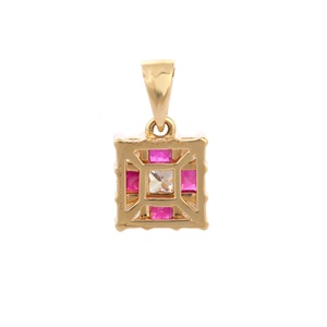 Xu Hướng Tự Nhiên Của <span class=keywords><strong>Ruby</strong></span> Và Kim Cương Đá Quý Mặt Dây Chuyền 18K Rắn Vàng Vàng <span class=keywords><strong>Checkerboard</strong></span> Mặt Dây Chuyền Đồ Trang Sức Sang Trọng Cho Phụ Nữ - Product Image 4