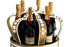 Étagère de présentation de bouteilles d'alcool de style couronne éclairée par LED, support de présentation de bouteilles de champagne/vin rechargeable avec 7 modes d'éclairage - Product Image 6