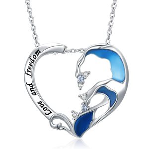 Joyería de moda onda azul diamante collar amor y libertad estrella mar encanto colgante clavícula collar océano joyería - Product Image 6