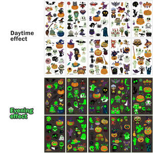 สติกเกอร์เรืองแสงในที่มืด สติกเกอร์ติดตัวลายฮาโลวีนกันน้ำสำหรับเด็ก สติกเกอร์เรืองแสง - Product Image 1