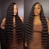 Perruque de cheveux humains Remy naturelle de 40 pouces, cheveux vietnamiens bruts, sans colle, avec dentelle frontale complète 13x4, pré-épilée, perruque frontale HD