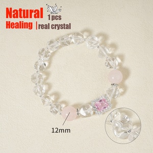 Warm Calm Healing Silver Plated Alloy Italian <strong>Emerald</strong> Pink Zircon Charm Rose Quartz clear Quartz Crystal <strong>Beaded</strong> Trendy Bracelet - Product Image 4