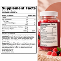Gummies au Collagène pour Adultes : Croissance des Cheveux, Éclat de la Peau, Croissance des Ongles, Biotine, Mousse de Mer, Forme Personnalisée, 60 Unités, Marque Privée, HALAL