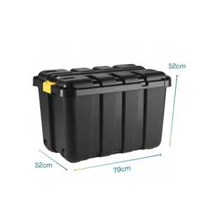 Boîte à outils 150L en plastique noir avec roulettes, couvercle à clipser, verrouillage sécurisé, conteneur de rangement - Product Image 2