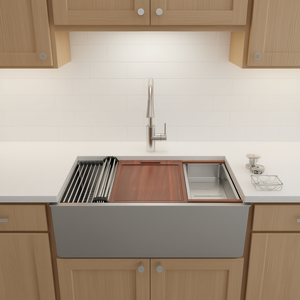 Évier de cuisine encastré en acier inoxydable 30x18x10 pouces, cuve simple profonde, surface polie, design contemporain - Product Image 2