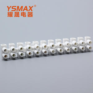 เทอร์มินัลบล็อก Yaosheng 12 ตำแหน่ง สีขาวนม รูปตัวยู ทองแดง ทนไฟ สำหรับจ่ายไฟ - Product Image 2