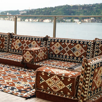 Ensemble de canapés modulaires carrés de style arabe Majlis de qualité supérieure avec mousse haute densité et tissu marron pour salon