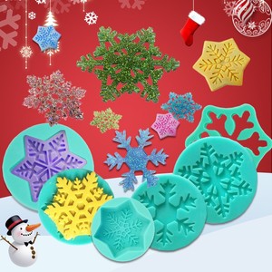 Christmas Snowflake <b>Silicone</b> Mold For Fondant Cake <b>Baking</b> Chocolate Epoxy Decorations 9 Cavities Light Gray - Product Image 5