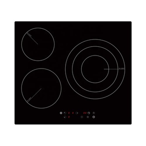 Placa de Inducción Eléctrica de Cerámica Integrada de 5700W con Control Táctil, <span class=keywords><strong>3</strong></span> Quemadores, 9 Niveles de Potencia, para Cocina Doméstica - Product Image 1