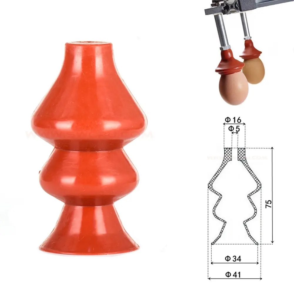 Egg Picking Machine Silicone Molded Parts Bellow Type Vacuum Rubber Lifting Egg Suction Cup