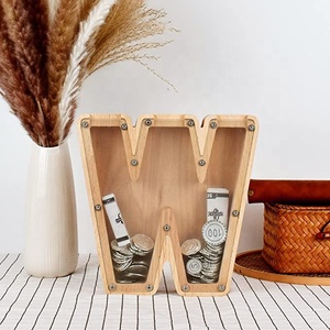 Tùy chỉnh 26-english-thư bằng gỗ con heo đất Ngân Hàng Trong suốt hộp tiền với ATM Số mô hình DIY Món quà sáng tạo tùy chỉnh tên văn bản - Product Image 6