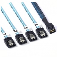 Kabel Breakout SFF-8643 ke 4 SATA 7Pin Mini SAS HD ke Kabel SATA 4 Saluran untuk Penyimpanan Server 0.5M