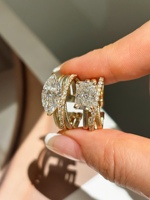 Klassischer Vintage 6-Krappen 1-2 Karat Solitär Labor-Diamant 14K & 18K Vergoldeter Smaragdschliff Ehering IGI