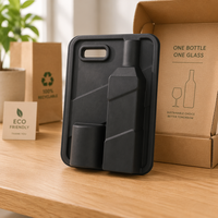 Scatola Personalizzata in Polpa Modellata per Bottiglie di Vino e Bicchieri, con Goffratura e Stampa a Caldo, Biodegradabile ed Ecologica, Design a Conchiglia per Set Regalo