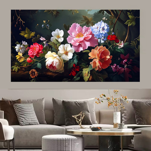 Impression vintage prête à accrocher, art mural floral de <span class=keywords><strong>pivoine</strong></span> multicolore vibrant, <span class=keywords><strong>toile</strong></span> murale, affiche, peinture pour salon, chambre à coucher - Product Image 2