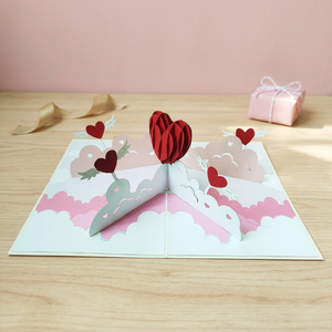 Carte pop-up 3D en forme de cœur pour la Saint-Valentin, artisanat en papier fait main, cadeau, best-seller au Vietnam, pour les cadeaux de Thanksgiving des amoureux, Viet-craft - Product Image 3