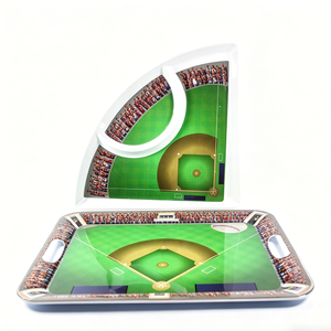Plateau <span class=keywords><strong>de</strong></span> service en mélamine grand format 45x34cm sur le thème du baseball avec poignées, plateau à vin et à snacks pour fêtes et bars - Product Image 4