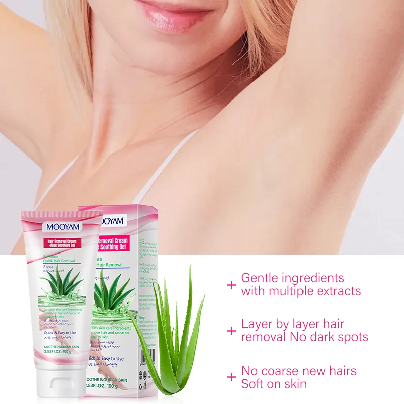 Own Brand Natural Aloe Hair Removal Cream For Facial Body Arm Leg Abdomen For Women And Men Nourishing Gentle Hair Remover Cream