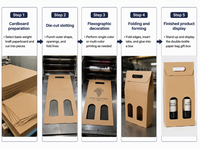 Boîtes rigides en matériaux recyclés, emballage en carton ondulé, boîte à vin en papier pour 1, 2 ou 3 bouteilles avec poignée, papier couché estampé