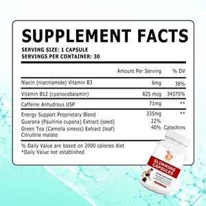 Cápsulas de Suplementos Adelgazantes OEM ODM con Vitamina B12, Cafeína Anhidra USP, Quemagrasas Natural, Propiedades Antioxidantes - Product Image 5