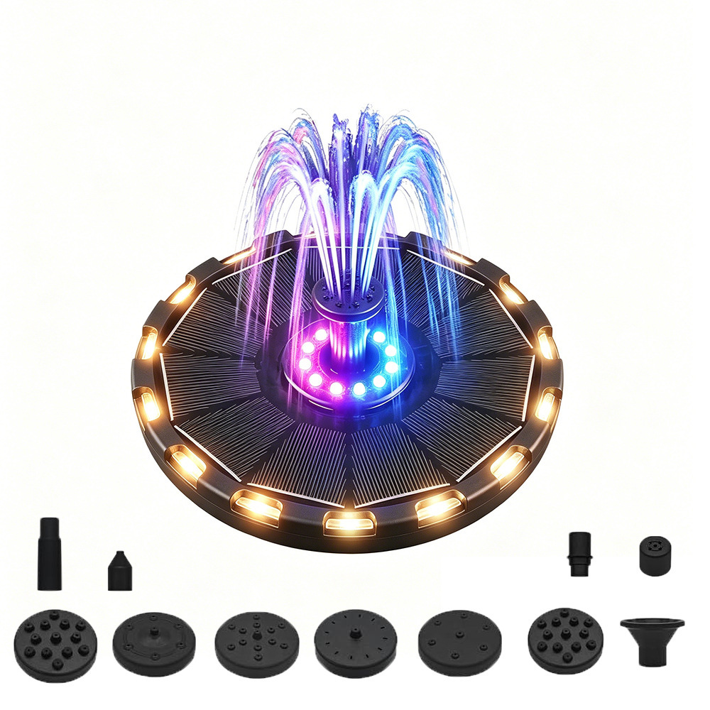 Nouvelle fontaine colorée à énergie solaire-18 cm