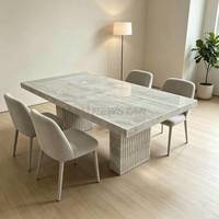 Table à manger en quartzite naturel, plateau en pierre durable, design luxueux pour salon