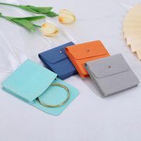 Pochette à bijoux magnétique en microfibre avec bouton doré, sac de rangement 3D en velours pour bijoux, emballage de bijoux à rabat, vente en gros