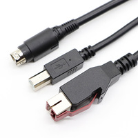 Kabel Printer POS PVC USB ke SR Power DIN3P Male + USB B/M, 3 meter, bertenaga 24V