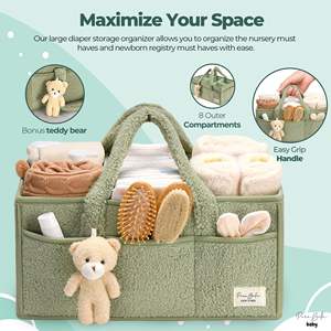 Panier de Rangement Portable pour Couches avec Logo Personnalisé, <span class=keywords><strong>Sac</strong></span> à <span class=keywords><strong>Langer</strong></span> en Peluche, Organisateur de Crèche pour Maman, Organisateur de Couches pour Bébé - Product Image 6