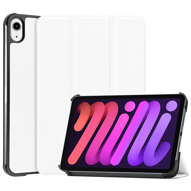 White Plain UV Printing Leather Smart Protective Tablet Cover Case for iPad Mini 7/6th Generation 8.3inch 2024 2021
