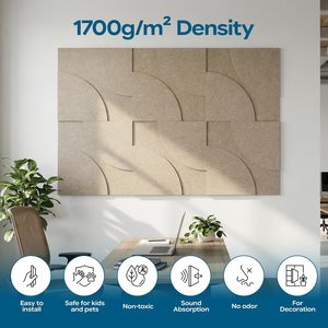 Panneaux acoustiques en fibre de polyester, panneaux insonorisants pour murs, panneaux absorbants le son, panneaux acoustiques en feutre haute densité pour murs, traitement acoustique - Product Image 4