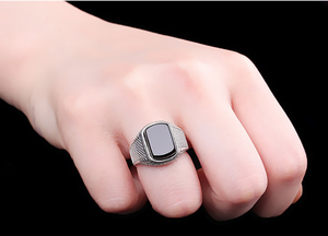 Anillos de piedras preciosas de ágata antigua para hombres, joyería turca, piedra Natural, Plata de Ley 925 negra - Product Image 4