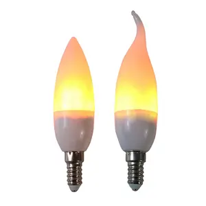 مصنع LED لهب تأثير ضوء لمبة شمعة E27 الخفقان مصباح متوهج على شكل شعلة LED الخرز مقلد ديكور الإضاءة