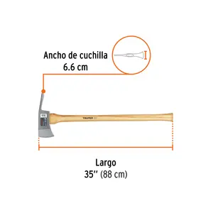 Hache Pulaski 3-1/2 lb avec manche en hickory Tête de hache en acier Truper Damas 35 'pour le camping et la coupe - Product Image 2