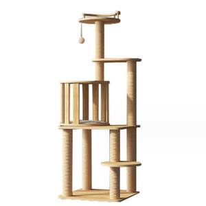 Grand arbre à chat mignon de luxe <span class=keywords><strong>pas</strong></span> <span class=keywords><strong>cher</strong></span> tour de chat <span class=keywords><strong>avec</strong></span> <span class=keywords><strong>hamac</strong></span> en <span class=keywords><strong>bois</strong></span> de haute qualité autoportant OEM pour chats - Product Image 5