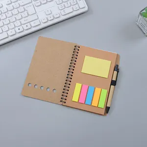 Yapışkan not defter özelleştirilebilir günlük defteri Spiral ciltli Kraft kağıdı defter