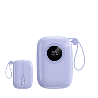 Vente flash : Mini batterie externe 10000mAh, charge rapide 22.5W, câble intégré, écran LED, batterie externe portable, logo personnalisé, chargeur rapide