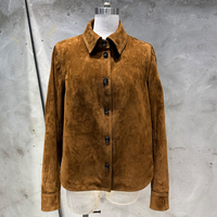 Nouvelle conception de veste chemise pour femme à simple boutonnage en cuir de mouton véritable, style classique rétro