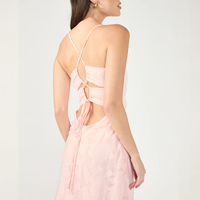 Robe longue à lacets au dos pour femmes, rose clair, grande taille, robes décontractées, usine de vêtements sur mesure pour femmes